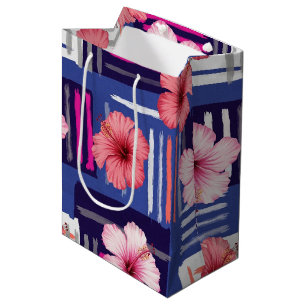 Sacola Para Presentes Média Padrão de Hibisco Tropical Costeiro (12)
