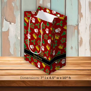 Sacola Para Presentes Média Padrão de Ícones de Natal