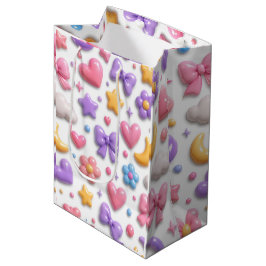 Sacola Para Presentes Média Padrão de Ícones Pastel de Doce Fofo