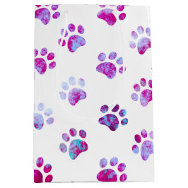 Sacola Para Presentes Média Padrão de impressão de pata texturizada branco ros