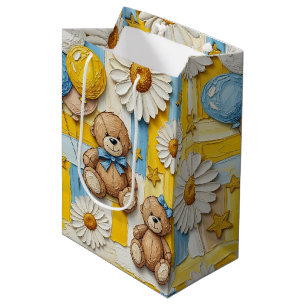 Sacola Para Presentes Média Padrão de Jardim de Margaridas do Ursinho (11)