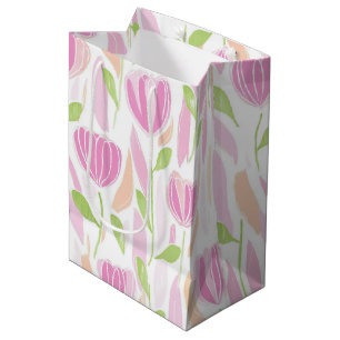 Sacola Para Presentes Média Padrão de Linha Floral Abstrata Moderna (1)