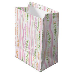 Sacola Para Presentes Média Padrão de Linha Floral Abstrata Moderna (7)
