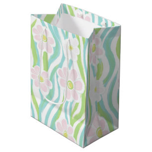 Sacola Para Presentes Média Padrão de linha floral abstrata moderna (8)