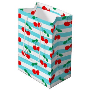 Sacola Para Presentes Média Padrão de Listras de Cereja – Presente e Decoração