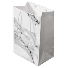 Sacola Para Presentes Média Padrão de mármore branco da cinza negra moderna El