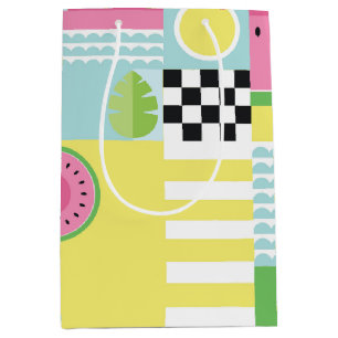Sacola Para Presentes Média Padrão de mosaico colorido da fruta de Verão