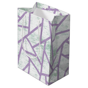 Sacola Para Presentes Média Padrão de mosaico verde-lavanda