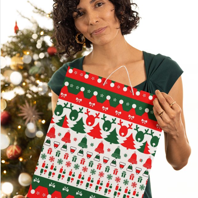 Sacola Para Presentes Média Padrão de Natal (gift bag, birthday surprise gift bag, teddy bear gift bag, wine gift bag, travel bag, use and throw )