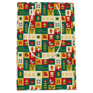Sacola Para Presentes Média padrão de Natal estilo Bauhaus