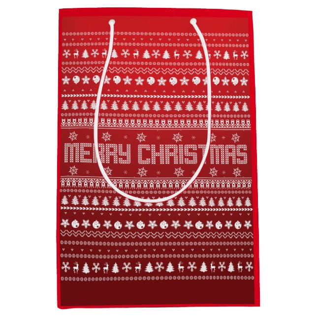 Sacola Para Presentes Média Padrão de Natal Feliz e Feliz (Frente)