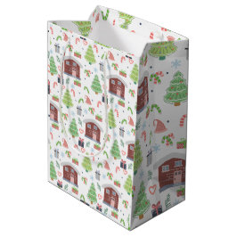 Sacola Para Presentes Média Padrão de Natal Festivo Adorável