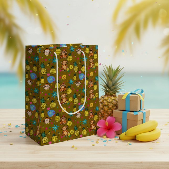 Sacola Para Presentes Média Padrão de Negócios de Macaco (Criador carregado)