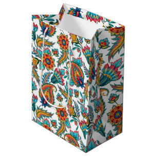 Sacola Para Presentes Média Padrão de Paisley Colorida Tribal