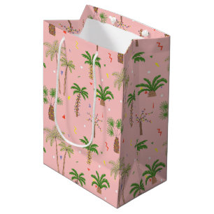 Sacola Para Presentes Média Padrão de Palmeiras de Natal Tropical
