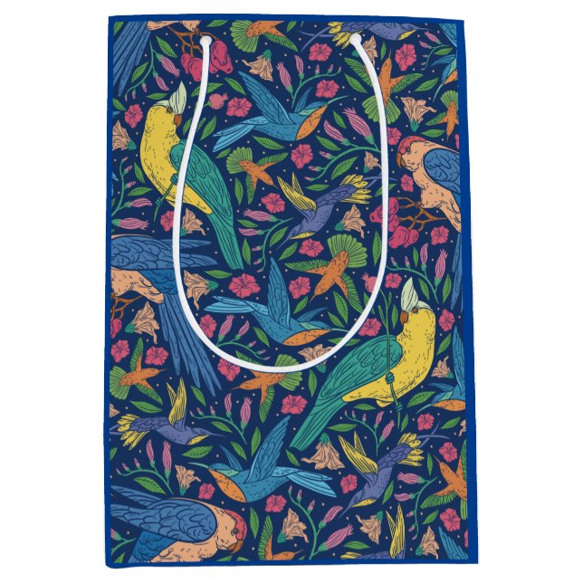 Sacola Para Presentes Média Padrão de papagaios estilo Art nouveau (Frente)