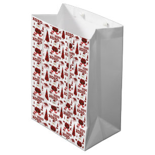 Sacola Para Presentes Média Padrão de Papais noeis de Moda Red Tartan