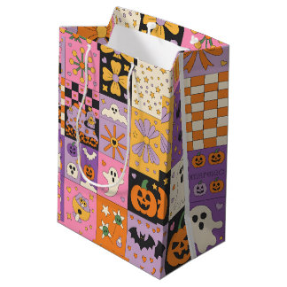 Sacola Para Presentes Média Padrão de Patchwork do Halloween - Quadrados Festi