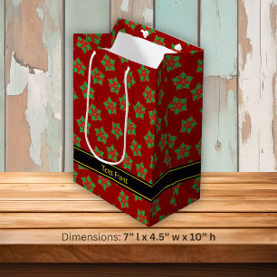 Sacola Para Presentes Média Padrão de Poinsettia de Natal
