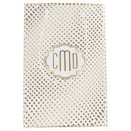 Sacola Para Presentes Média Padrão De Polkadots Branco E Dourado