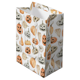 Sacola Para Presentes Média Padrão de Pumpkin de Aquarela Divertida