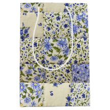 Padrão de Quilt Floral Azul Antigo