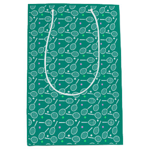 Sacola Para Presentes Média Padrão de Racket tênis Retro Emerald Green