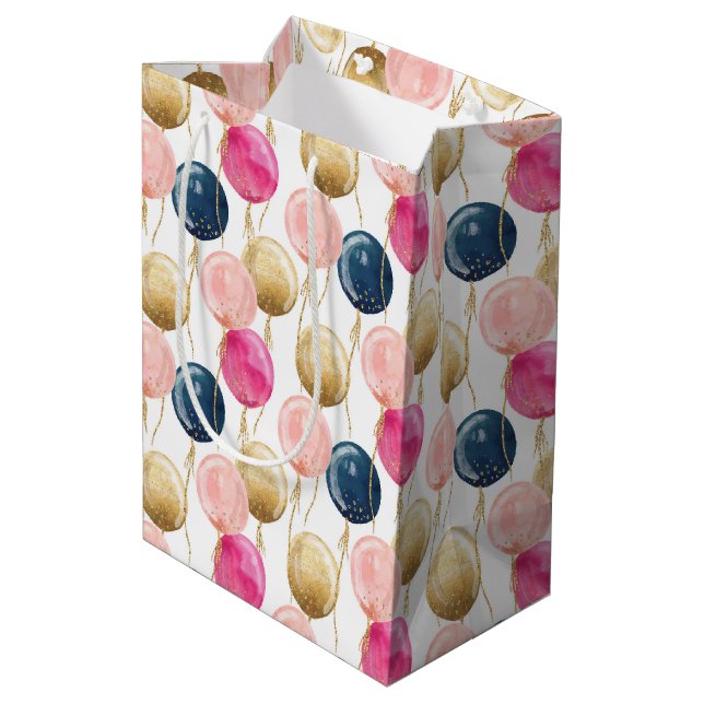 Sacola Para Presentes Média Padrão de Rapariga de Aniversário (Verso inclinado)