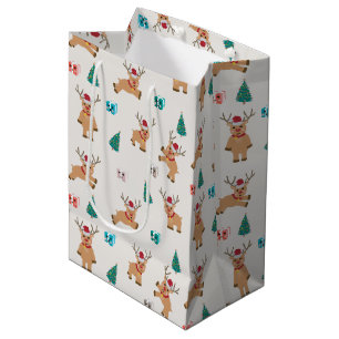 Sacola Para Presentes Média Padrão de Reinador de Natal Bonito