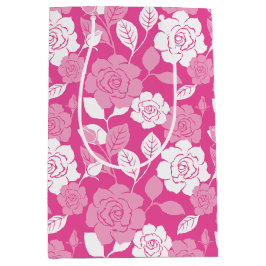 SACOLA PARA PRESENTES MÉDIA PADRÃO DE ROSA (ROSA)