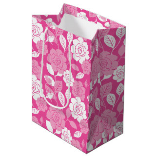 SACOLA PARA PRESENTES MÉDIA PADRÃO DE ROSA (ROSA)