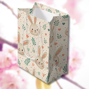 Sacola Para Presentes Média Padrão de Rostos de Coelho Minúsculo Vintage com R