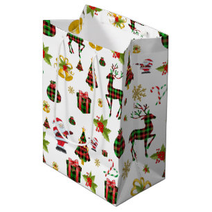 Sacola Para Presentes Média Padrão de Símbolos de Natal