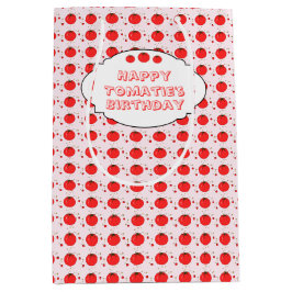 Sacola Para Presentes Média Padrão de Tomate Vermelho Fofo Feliz Aniversário