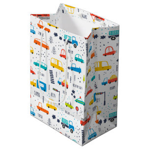 Sacola Para Presentes Média Padrão de Tráfego Colorido de Carros