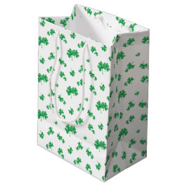Sacola Para Presentes Média Padrão de Trevo Irlandês Verde Gradiente