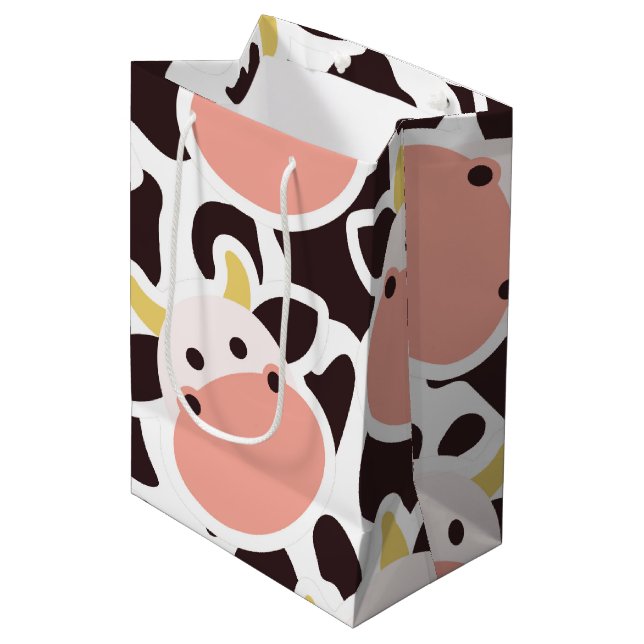 Sacola Para Presentes Média Padrão de Vaca Fofa (Frente inclinada)