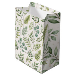 Sacola Para Presentes Média Padrão de Vegetação em Aquarela | Folhas Botânicas