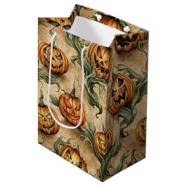 Sacola Para Presentes Média Padrão de videira de Jack-O-Lantern de Halloween V