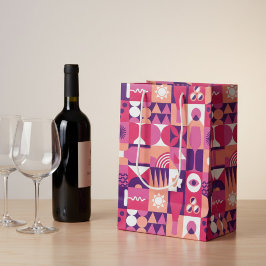 Sacola Para Presentes Média Padrão de vinho roxo rosa retrô