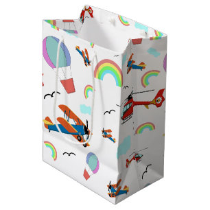 Sacola Para Presentes Média Padrão de Voo de Menino em Branco