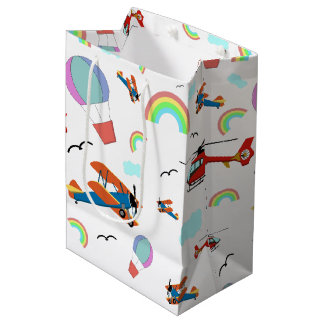 Sacola Para Presentes Média Padrão de Voo de Meninos em Branco