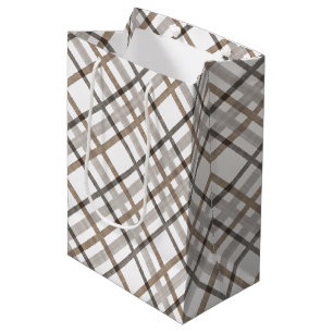 Sacola Para Presentes Média Padrão de Xadrez Neutro Elegante Clássico Russo