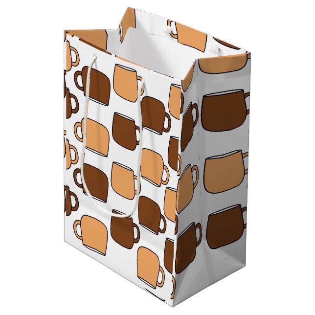 Sacola Para Presentes Média Padrão de Xícara de Café (Frente inclinada)