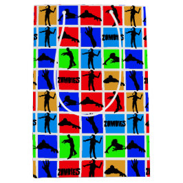 Sacola Para Presentes Média Padrão de Zombies Coloridos