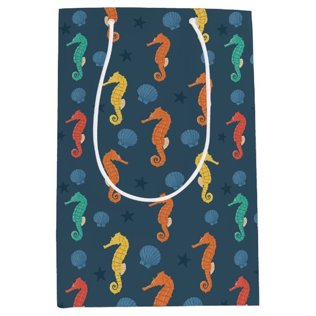 Sacola Para Presentes Média Padrão do cavalo marinho (Frente)