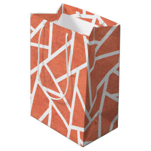 Sacola Para Presentes Média Padrão do mosaico laranja mandarino