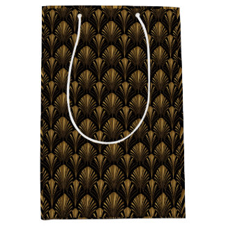 Sacola Para Presentes Média Padrão Dourado Art Déco — Geométrico Vintage Elega