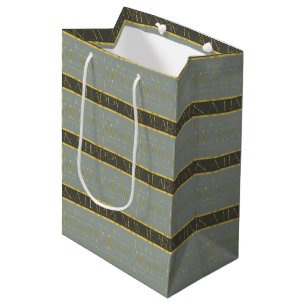 Sacola Para Presentes Média Padrão Dourado de Natal Verde#35b ID1009