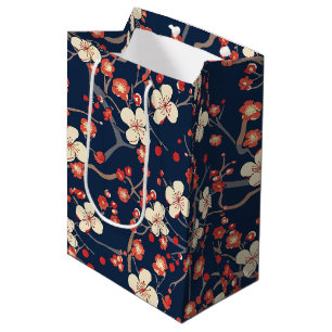 Sacola Para Presentes Média Padrão Elegante De Flor De Cereja Sem Costura (10)